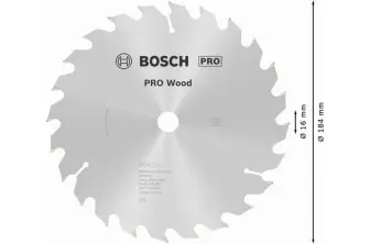 HOJA DE SIERRA CIRCULAR PRO WOOD, 184 X 2,6 X 16 MM, T24