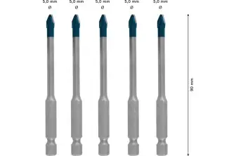 SET DE BROCAS PARA TEJAS EXPERT HEX-9 HARDCERAMIC DE 5 MM, 5 UNIDADES